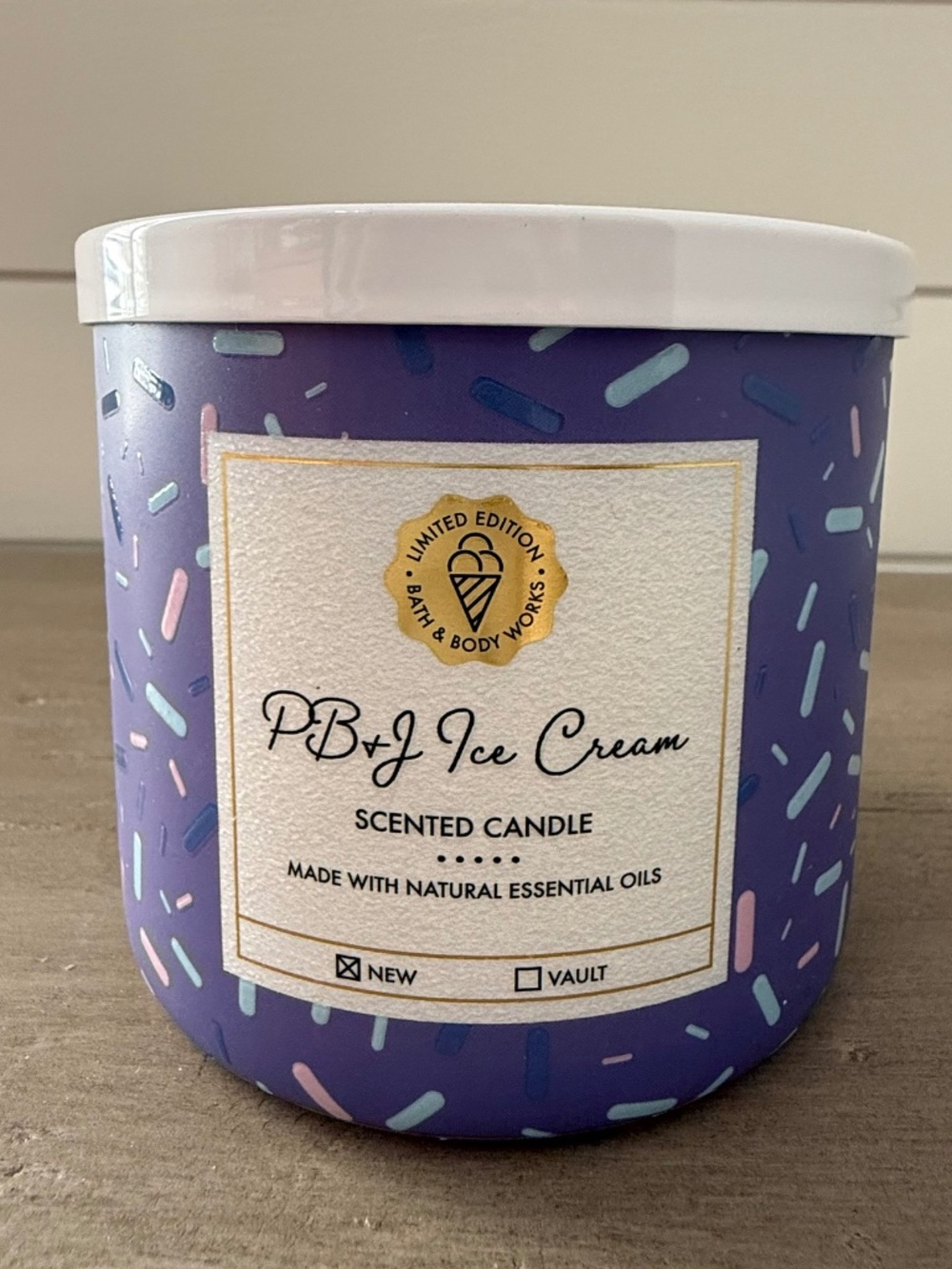 Bath & Body Works Candle PB&J Ice Cream 3 Wick New